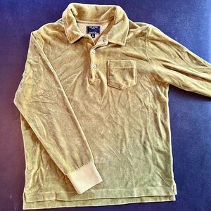 Todd Snyder velour polo in Parsley